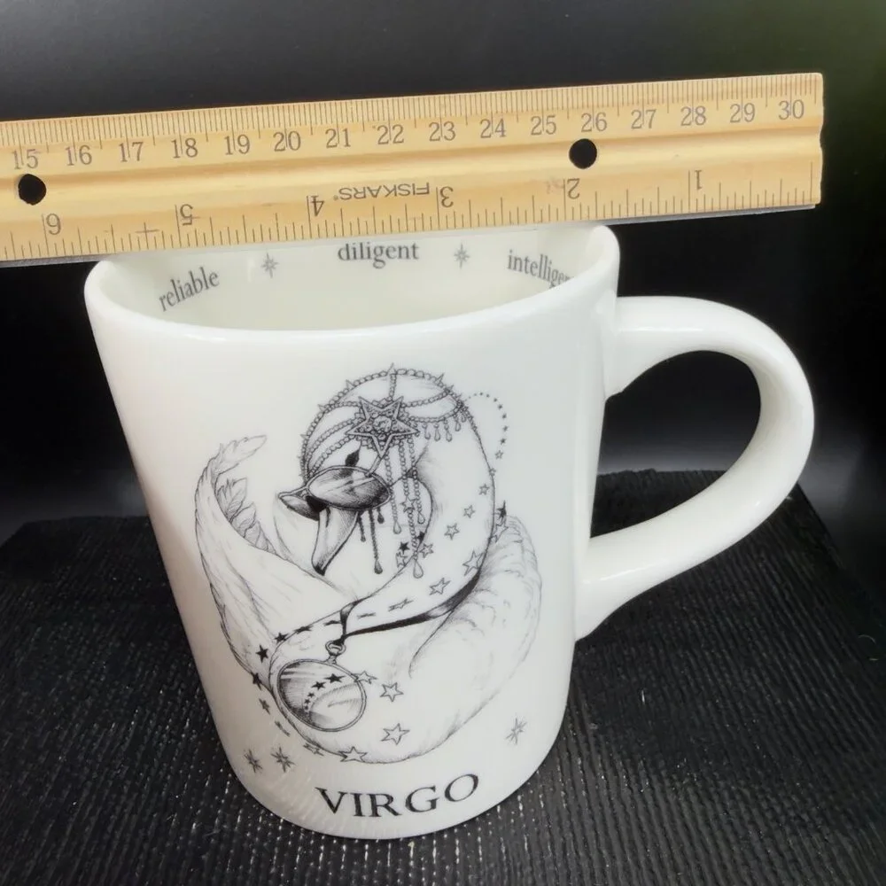 Williams Sonoma Rory Dobner Zodiac Porcelain Mug Cup Virgo White Horoscope